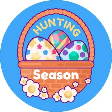 Cartoon Vector Happy Easter Quote Sticker Stock Illustration