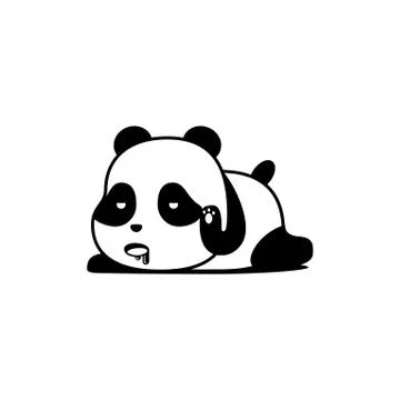 Cartoon vector the hot panda with limp expression Stock Illustration