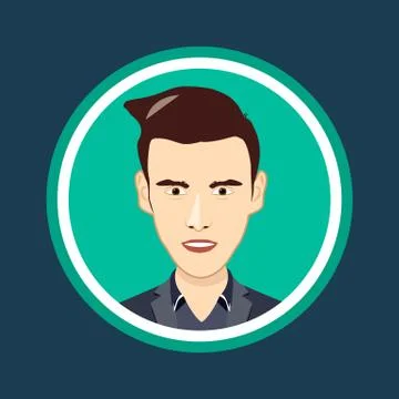 Cartoon, vector human head, icon, face, illustration Stock Illustration