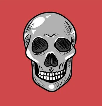 Cartoon vector human skull isolated on background Stock Illustration