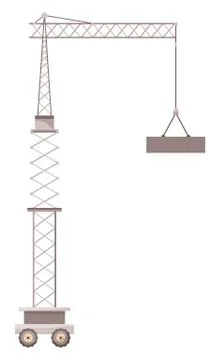 Cartoon vector icon of lifting crane isolated at white background, construction Ilustração Stock