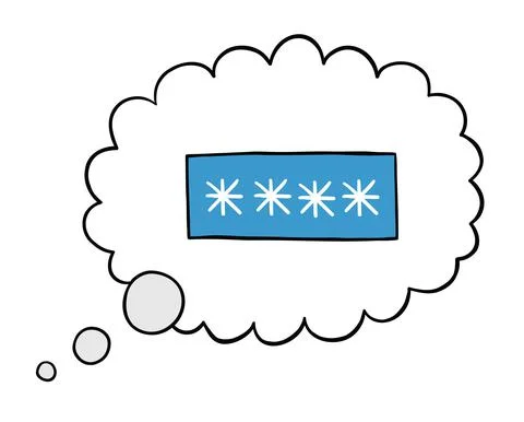 Cartoon vector illustration of 4 digit password in thought bubble Stock-Illustration