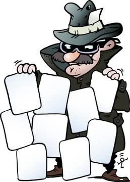 Cartoon Vector illustration of an Agent with some good cards Stock Illustration