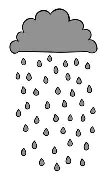 Cartoon vector illustration of black cloud and rain. Illustrazione stock