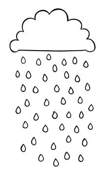 Cartoon vector illustration of black cloud and rain Illustrazione stock