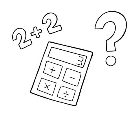 Cartoon vector illustration of calculator, wrong math and question mark Stock Illustration