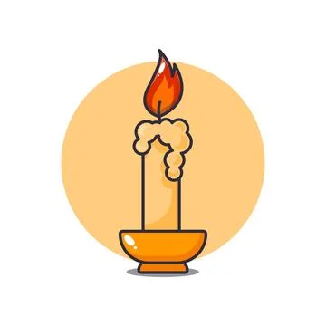 Cartoon vector illustration of candle. Stock Illustration