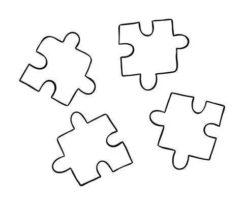 Cartoon vector illustration of compatible 4 puzzle pieces in different colors Illustrazione stock