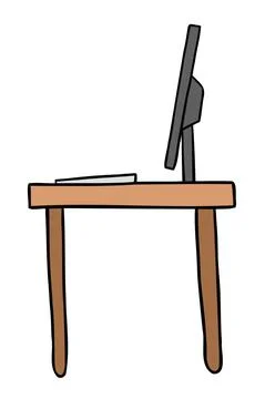 Cartoon vector illustration of computer desk Illustrazione stock