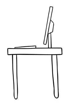 Cartoon vector illustration of computer desk 스톡 일러스트