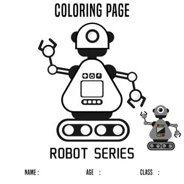 Cartoon Vector Illustration of Cool Robot for Coloring Page Illustrazione stock