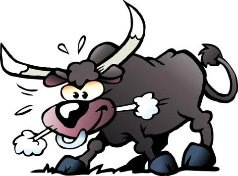 Cartoon Vector illustration of a crazy and angry Bull Stock Illustration