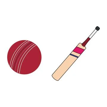 Cartoon Vector illustration cricket bat and balls sport icon Isolated on Wh.. Stock Illustration
