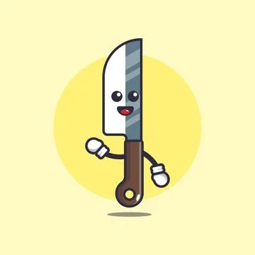 Cartoon vector illustration of cute character knife. Stock Illustration
