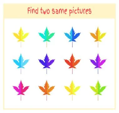 Cartoon Vector Illustration of Finding Two Exactly the Same Pictures Educational Иллюстрация