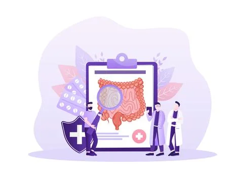 Cartoon vector illustration. Flat vector illustration with intestines, digestive Illustration