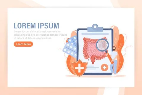 Cartoon vector illustration. Flat vector illustration with intestines, digestive Illustration