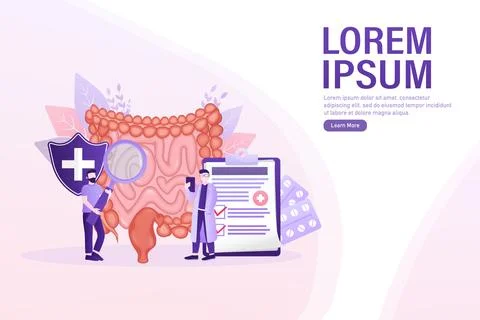 Cartoon vector illustration. Flat vector illustration with intestines, digestive Stock Illustration