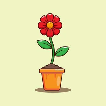 Cartoon vector illustration of flower. Stock Illustration