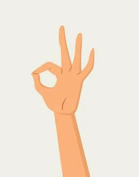 Cartoon Vector Illustration Of A Hand Making OK Sign On Beige Background Stock Illustration