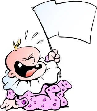 Cartoon Vector illustration of a hysterically screaming Baby Girl Stock Illustration