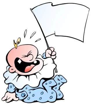 Cartoon Vector illustration of a hysterically screaming Baby Boy Stock Illustration
