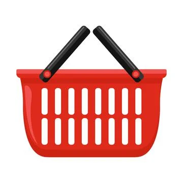 Cartoon vector illustration isolated object red plastic shopping basket Illustrazione stock