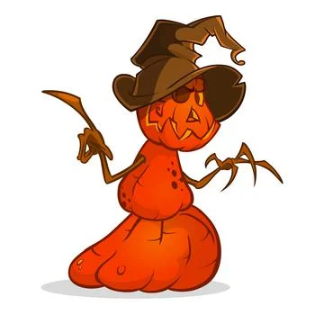 Cartoon vector illustration  of a Jack-o-Lantern pumpkin head Stock Illustration