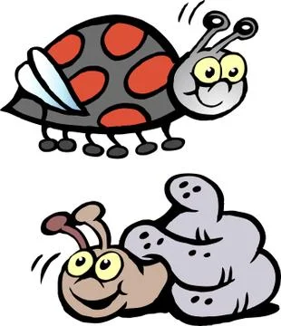 Cartoon Vector illustration of a Ladybug and a Snail Stock Illustration