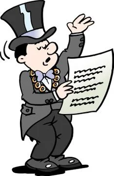 Cartoon Vector illustration of a Mayor reading a Notice Stock Illustration