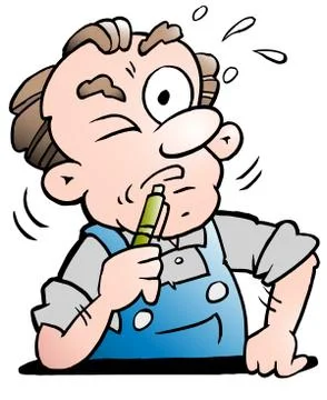 Cartoon Vector illustration of a Older Senior Worker Stock Illustration