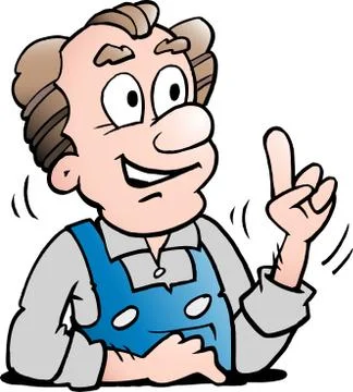 Cartoon Vector illustration of a Older Senior Worker Stock Illustration