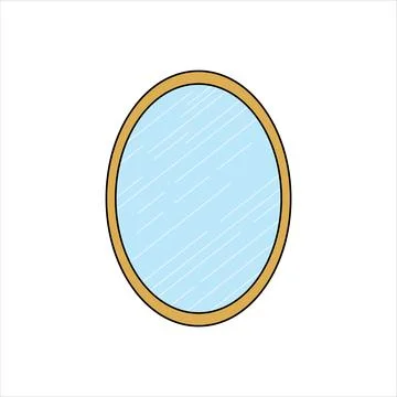 Cartoon Vector illustration oval mirror icon in doodle style Illustrazione stock