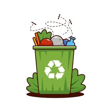 Cartoon vector illustration of recycle bin. Stock Illustration