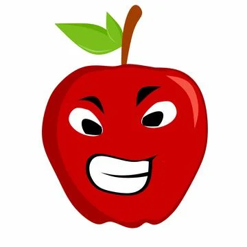 Cartoon Vector Illustration of Red Apple Fruit with Naughty and Cynical Grinning イラスト素材