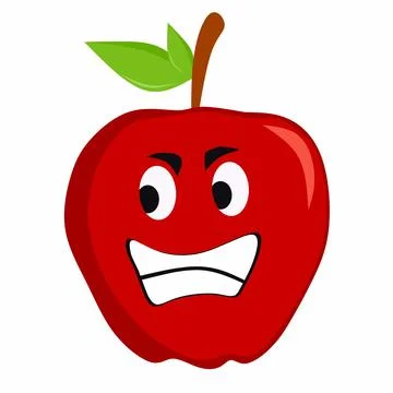 Cartoon Vector Illustration of Red Apple Fruit With Angry Expression and Clenche Stock Illustration
