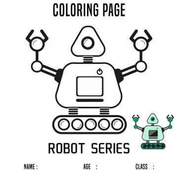 Cartoon Vector Illustration of Robot for Coloring Page Illustrazione stock