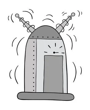 Cartoon vector illustration of running time machine. Stock Illustration