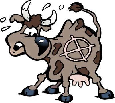 Cartoon Vector illustration of a a scared cow in the shot line Stock Illustration