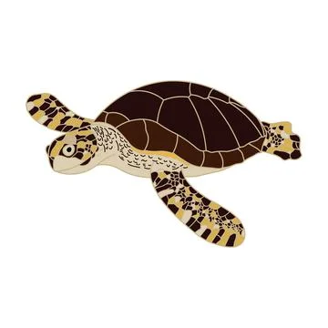 Cartoon Vector illustration sea turtle swimming icon Isolated on White Back.. Stock Illustration