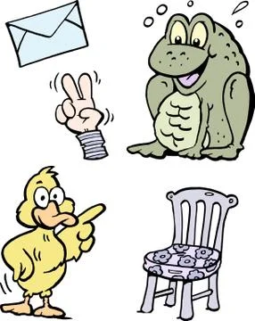 Cartoon Vector illustration of a set of funny Clipart drawings and Icons Stock Illustration