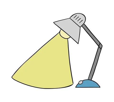 Cartoon vector illustration of table lamp and light. Stock Illustration