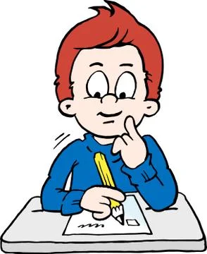 Cartoon Vector illustration of a thoughtful School Boy Stock Illustration