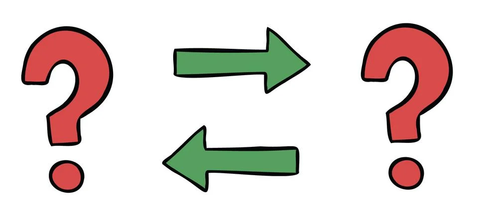 Cartoon vector illustration of two question marks and exchange Illustrazione stock