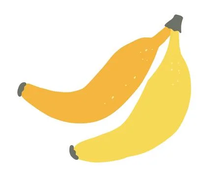 Cartoon vector illustration of two ripe yellow bananas isolated on white Illustrazione stock