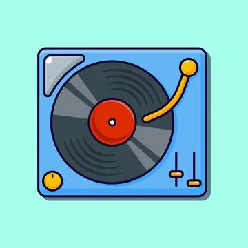 Cartoon vector illustration of vinly record player Stock Illustration