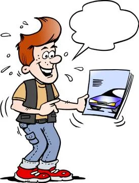 Cartoon Vector illustration of a young man there looking at a new sports car  Stock Illustration