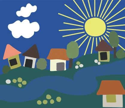 Cartoon vector landscape illustration	 Stock Illustration