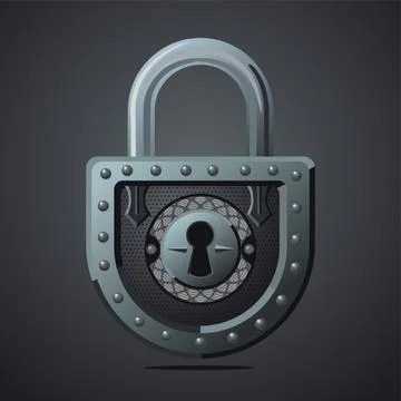 Cartoon vector lock. Vintage vector icon. Fantasy assets. Game design concept Stock Illustration