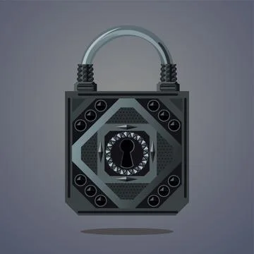 Cartoon vector lock. Vintage vector icon. Fantasy assets. Game design concept Stock Illustration